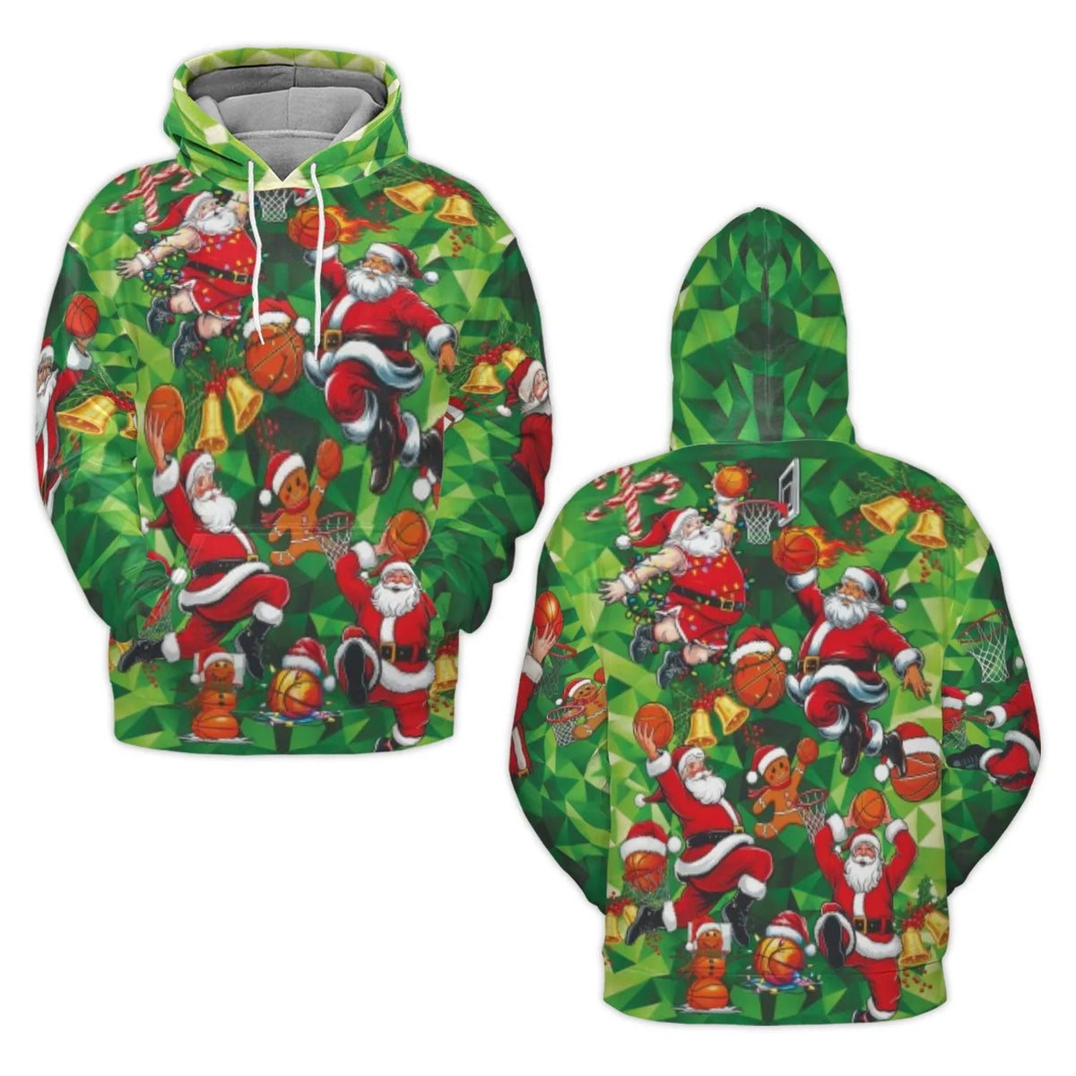 Humorous Christmas Basketball Hoodie, Santa Claus Basketball Hoodie, Holiday Sports Pullover Hoodie, Graphic Xmas Sweatshirt 