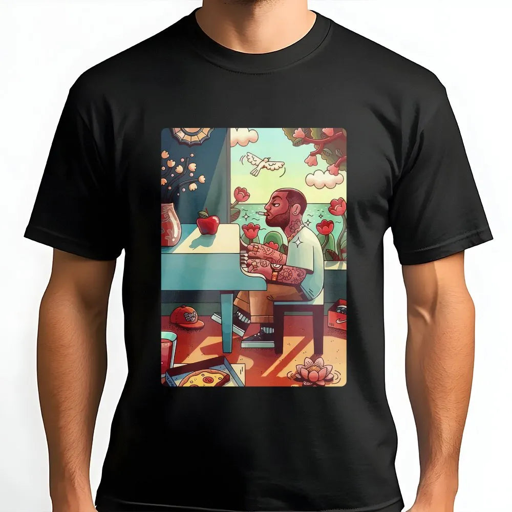 Rapper Piano T-Shirt | Dreamy Lo-Fi Aesthetic Graphic | Premium 100% Cotton | Music Lover Birthday Gift