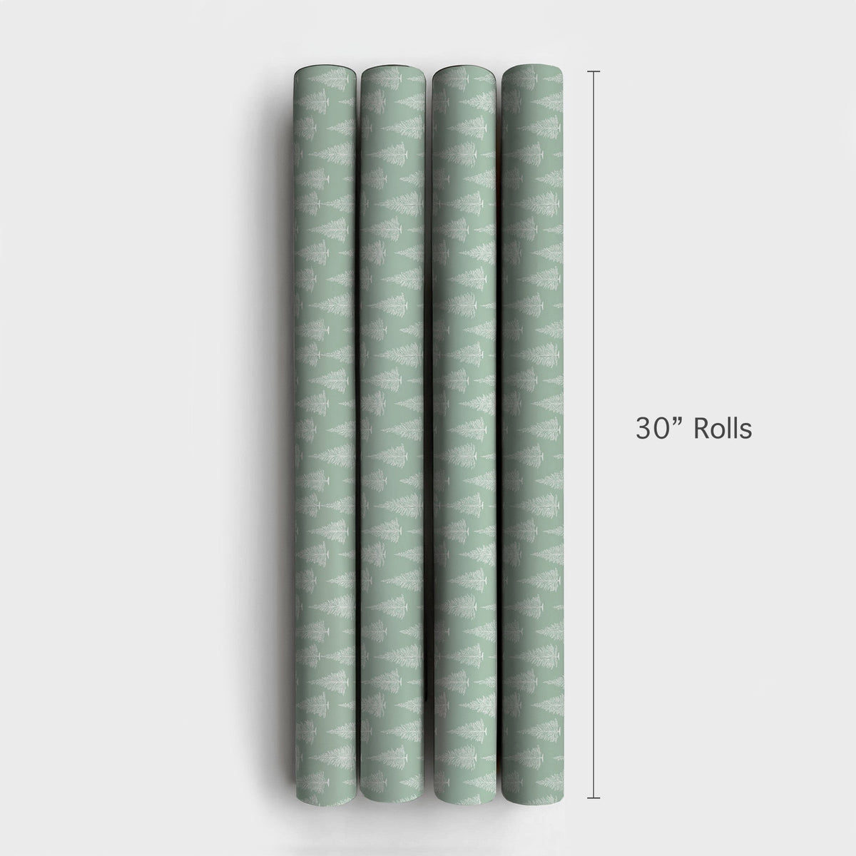 Minimalist White Tree Gift Wrap, Sage Green Christmas Tree Wrapping Paper, Elegant Holiday Wrapping Paper, Winter Season Wrap