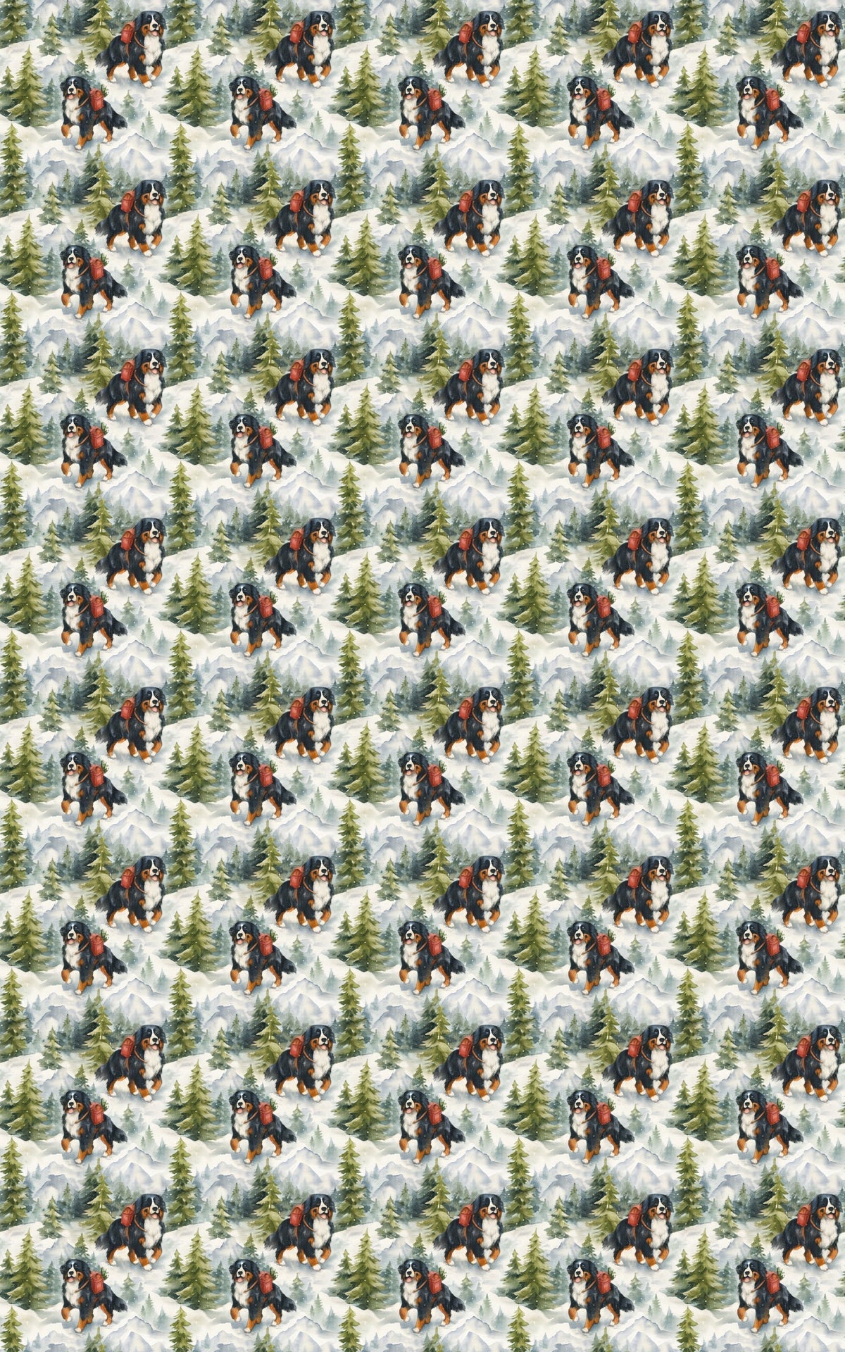 Alpine Winter Scene Gift Wrap, Bernese Mountain Dog Wrapping Paper, Holiday Dog Wrapping Paper, Rustic Christmas Pet Gift Wra