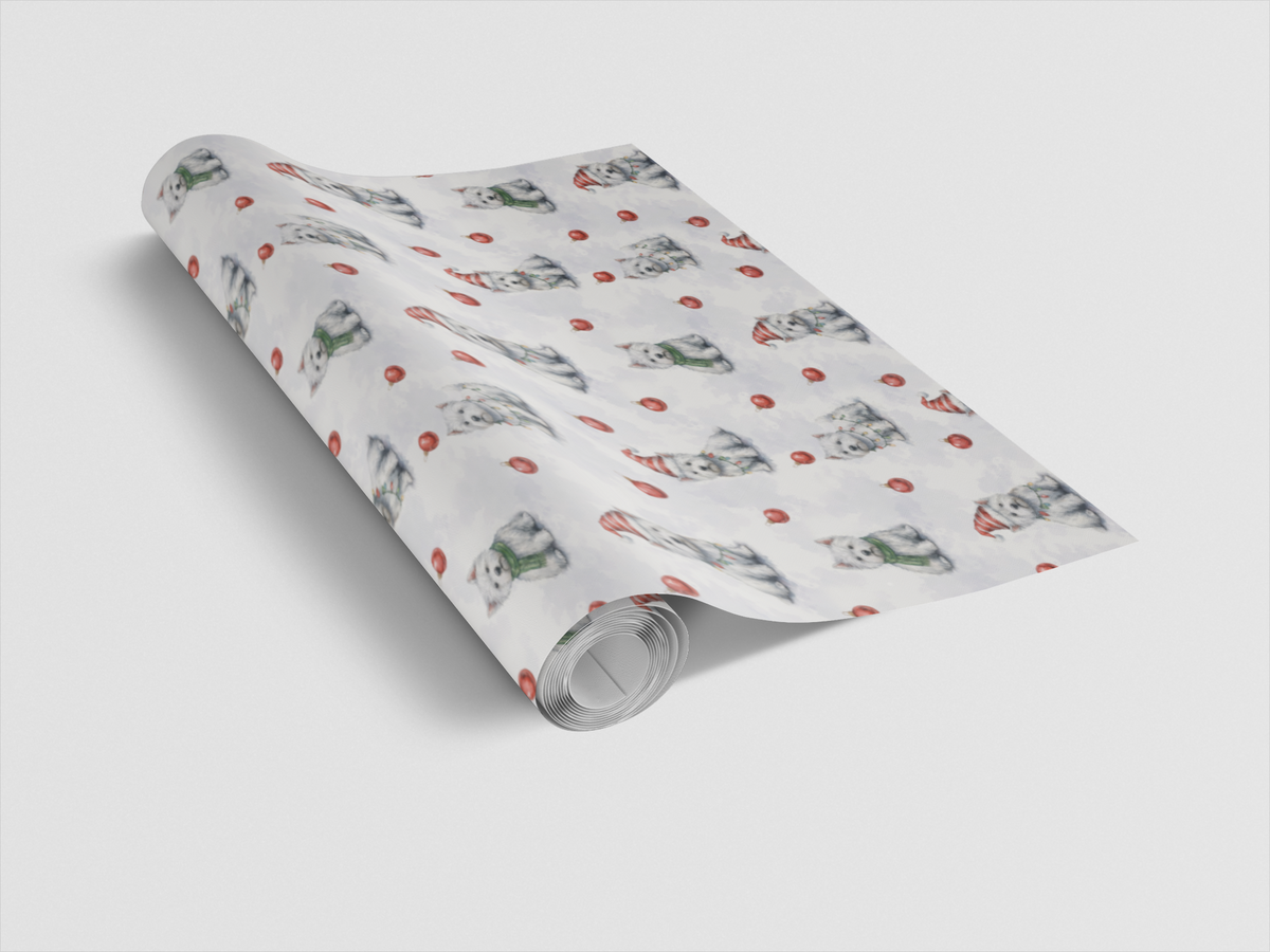 West Highland Terrier Gift Wrap, Westie Christmas Wrapping Paper, Festive Westie Wrapping Paper, Adorable Westie Holiday Gift