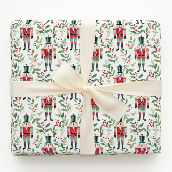 Christmas Soldier Holiday Gift Wrap, Watercolor Nutcracker Wrapping Paper, Holly Berry Nutcracker Wrapping Paper, Festive Pre