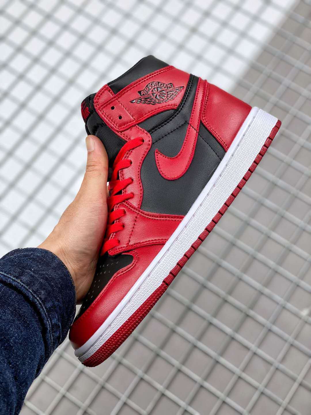 High Top Sneakers, Red Black Colorway, Lace Up Design, Casual Gift for Sneaker Fans
