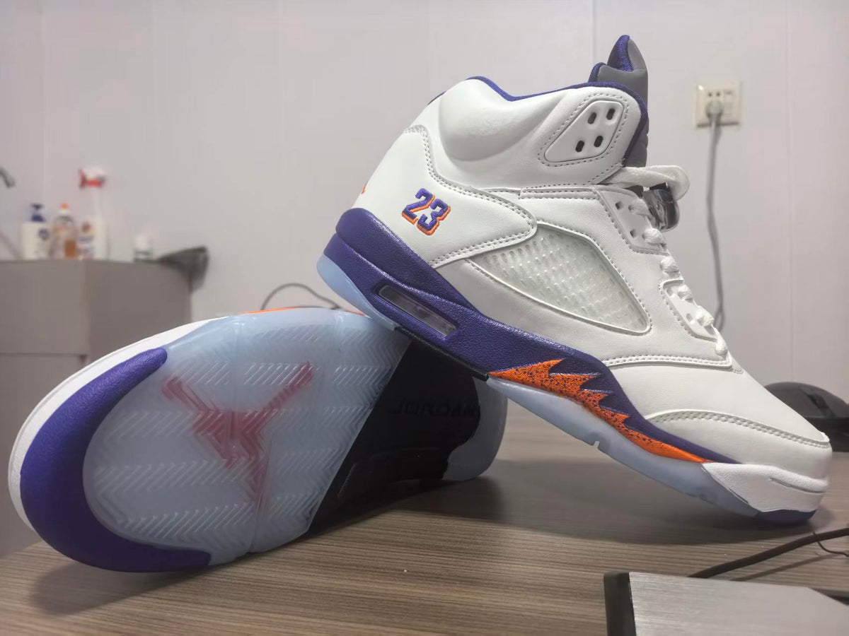 High Top Sneakers, White Purple Colorway, Lace Up Design, Casual Gift for Sneaker Fans