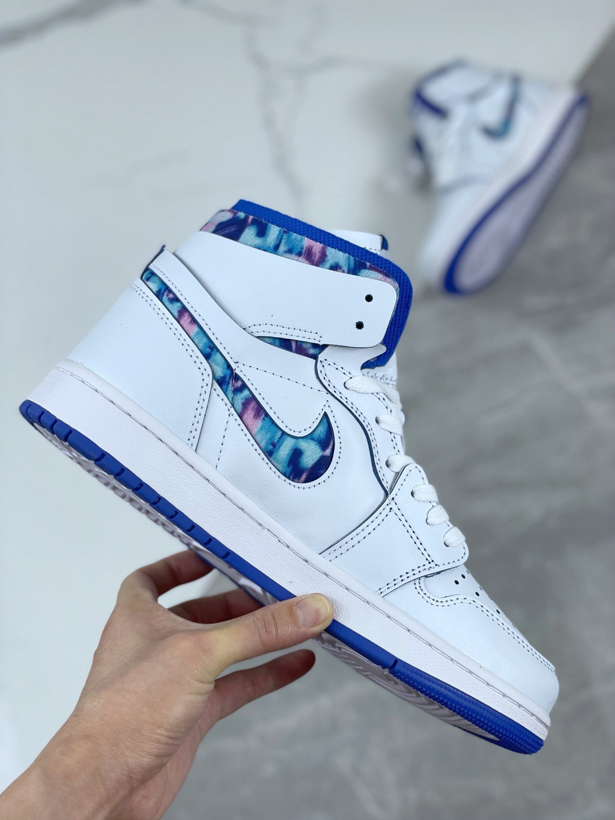Low Top Sneakers, Blue White Colorway, Lace Up Design, Casual Gift for Sneaker Fans