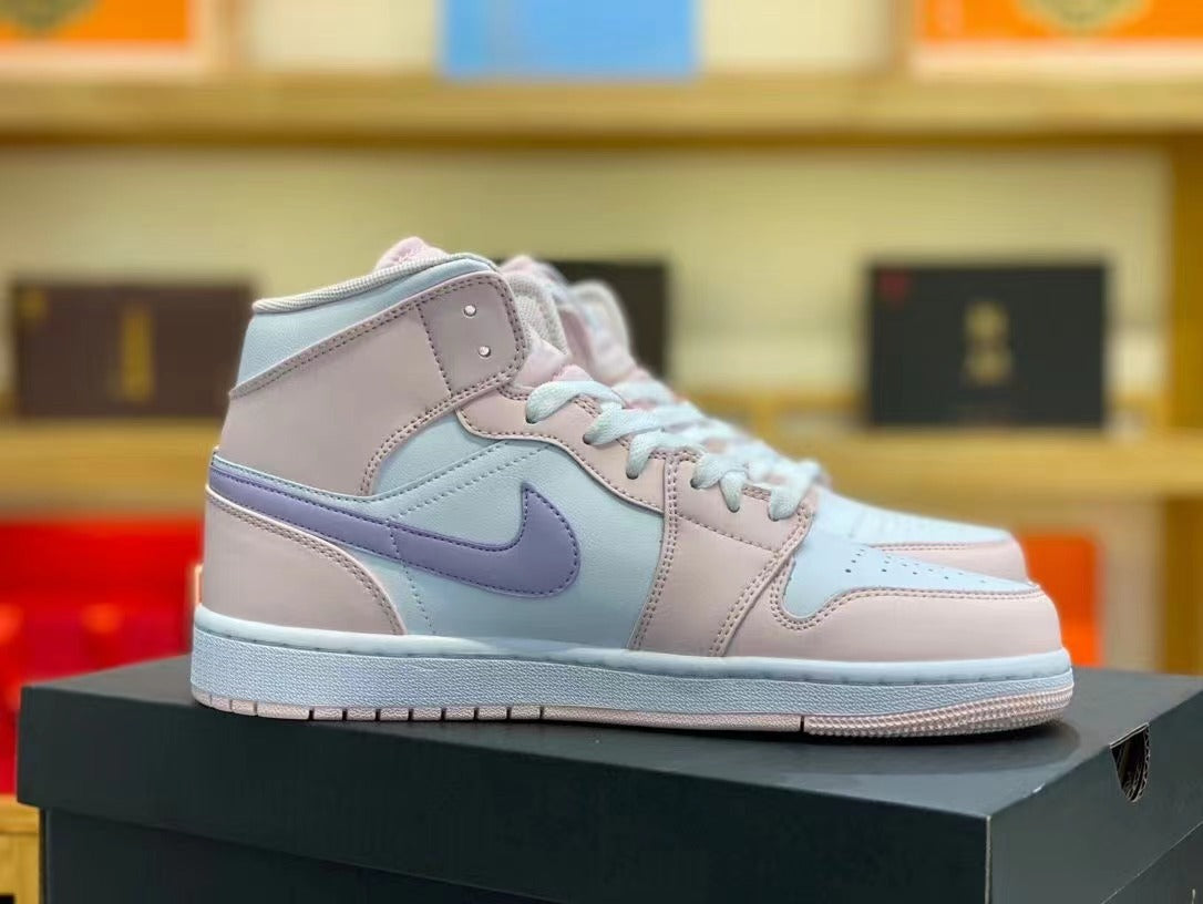 Mid Top Sneakers, Purple Pink Colorway, Lace Up Design, Casual Gift for Sneaker Fans