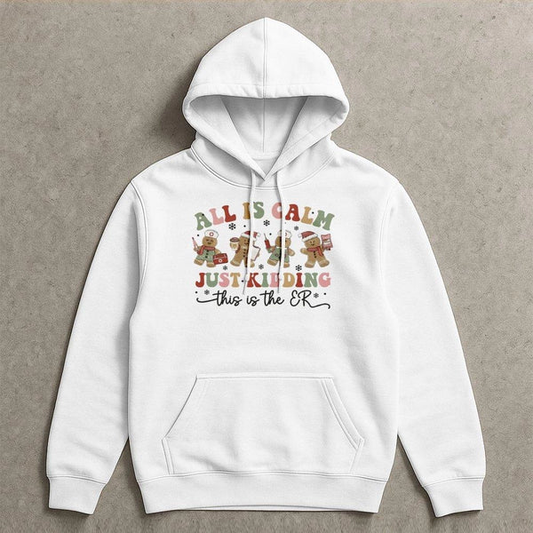 Gingerbread Medical Staff Hooded Sweatshirt, ER Nurse Christmas Hoodie, Emergency Room Holiday Pullover, Humorous RN Winter N