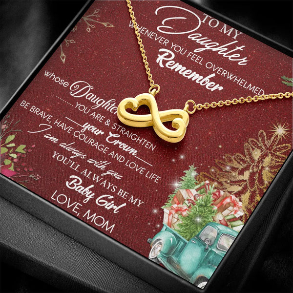 14k White Gold Finish Heart Pendant Necklace, Christmas Infinity Heart Necklace for Daughter, Holiday Message Card Jewelry Pr