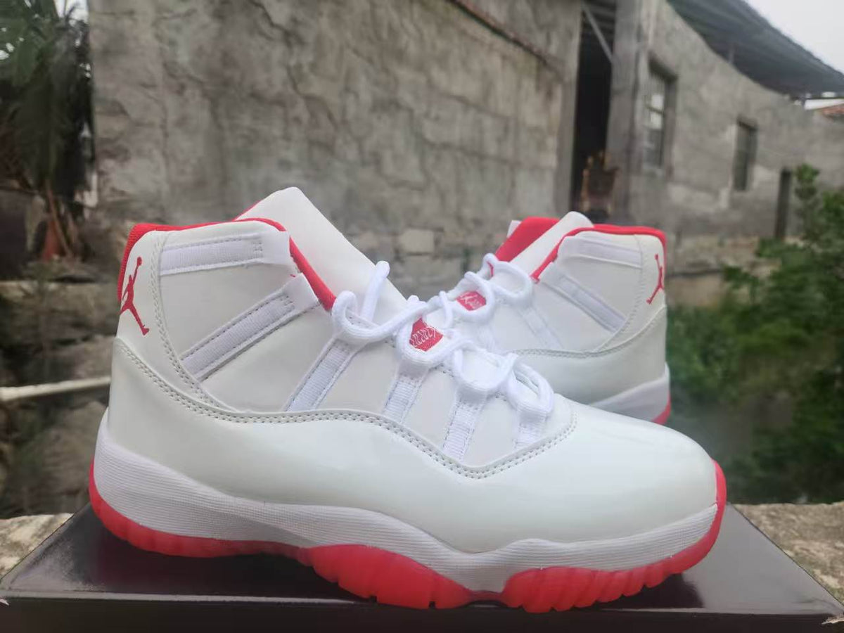 High Top Sneakers, White Red Colorway, Lace Up Design, Casual Gift for Sneaker Fans