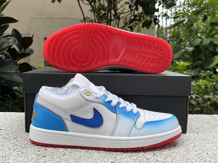 Low Top Sneakers, Blue White Colorway, Lace Up Design, Casual Gift for Sneaker Fans