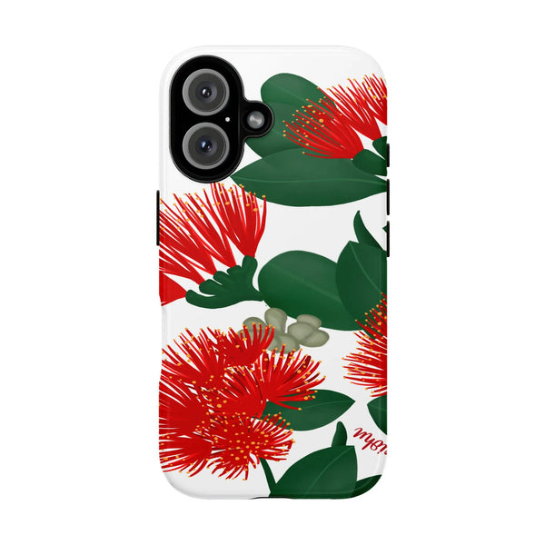 New Zealand Christmas Tree Phone Cover, Pohutukawa Flower iPhone Tough Phone Case, Dual Layer Botanical Case, Kiwi Nature Pre