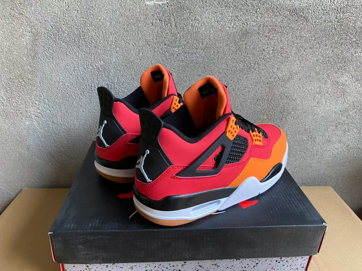 Mid Top Sneakers, Red Orange Colorway, Lace Up Design, Casual Gift for Sneaker Fans