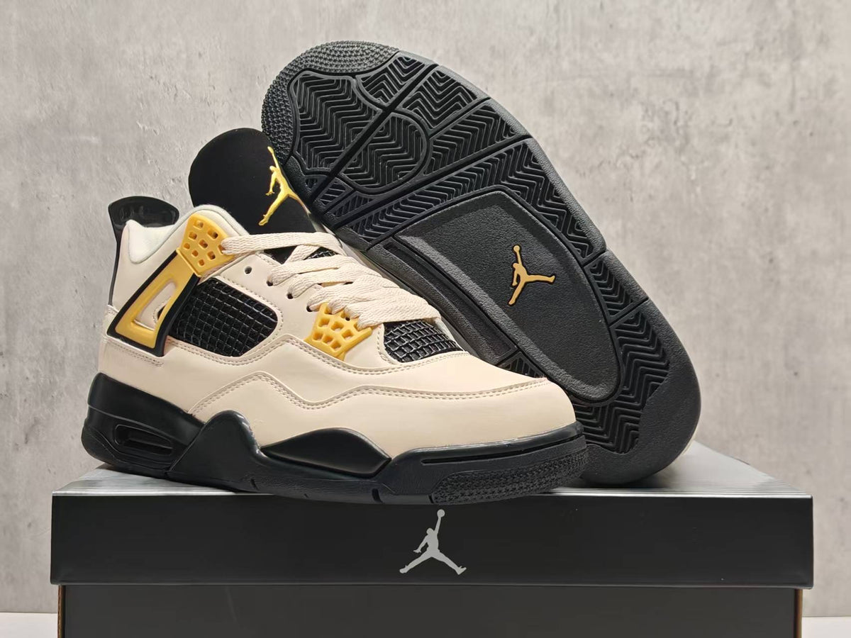 Mid Top Sneakers, Beige Black Yellow Colorway, Lace Up Design, Casual Gift for Sneaker Fans