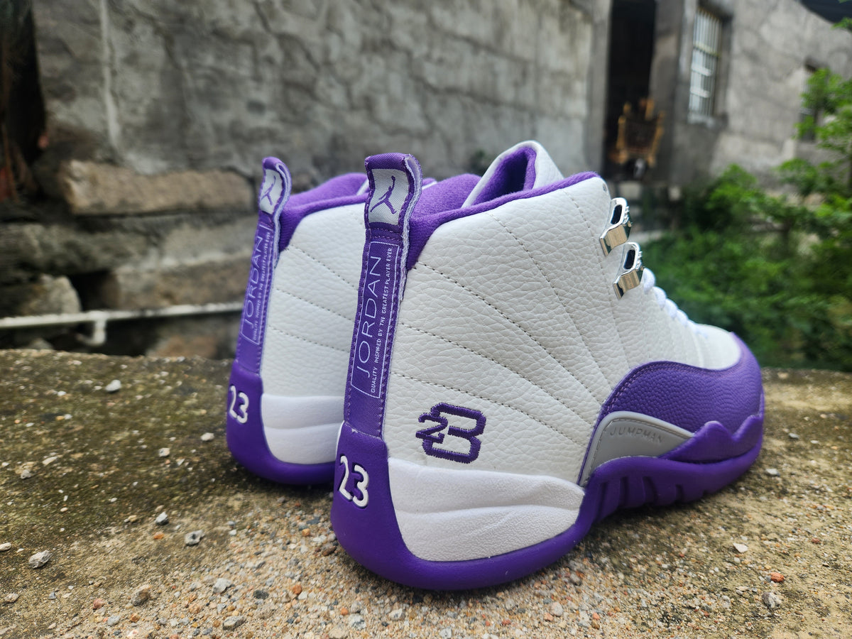 High Top Sneakers, White Purple Colorway, Lace Up Design, Casual Gift for Sneaker Fans
