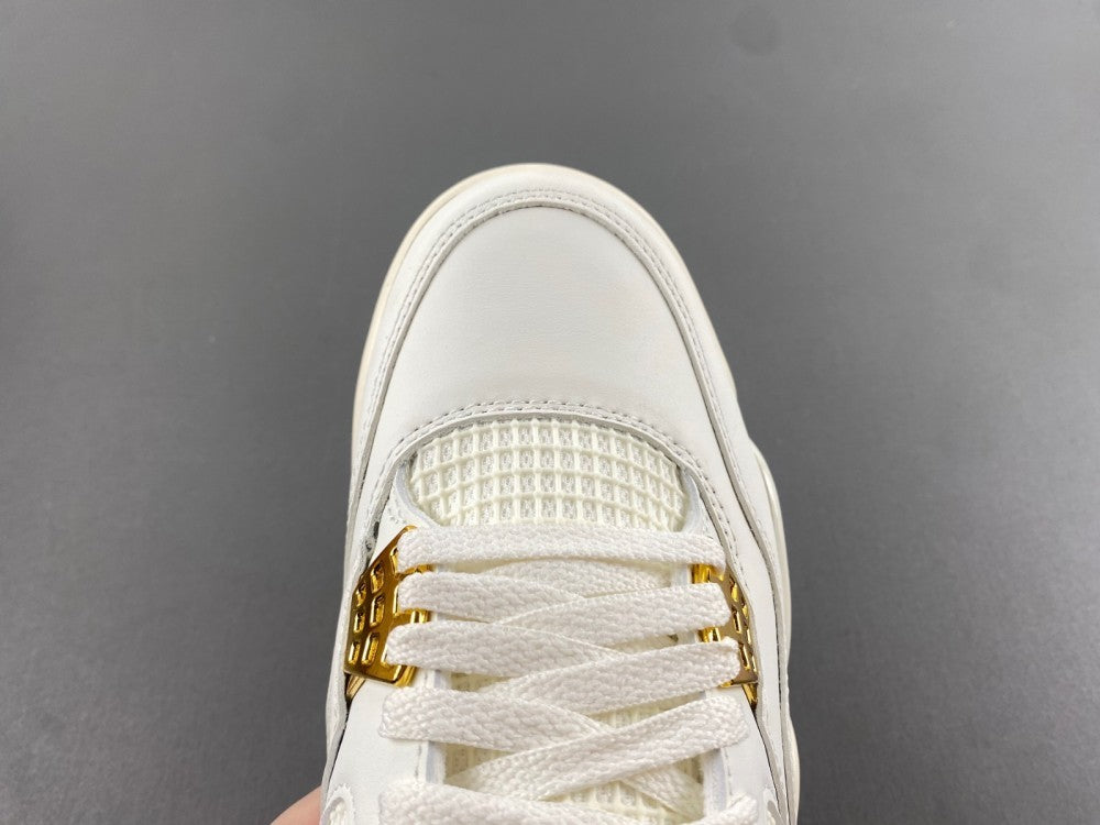 Low Top Sneakers, White Gold Colorway, Metallic Finish, Lace Up Design, Casual Gift for Sneaker Fans