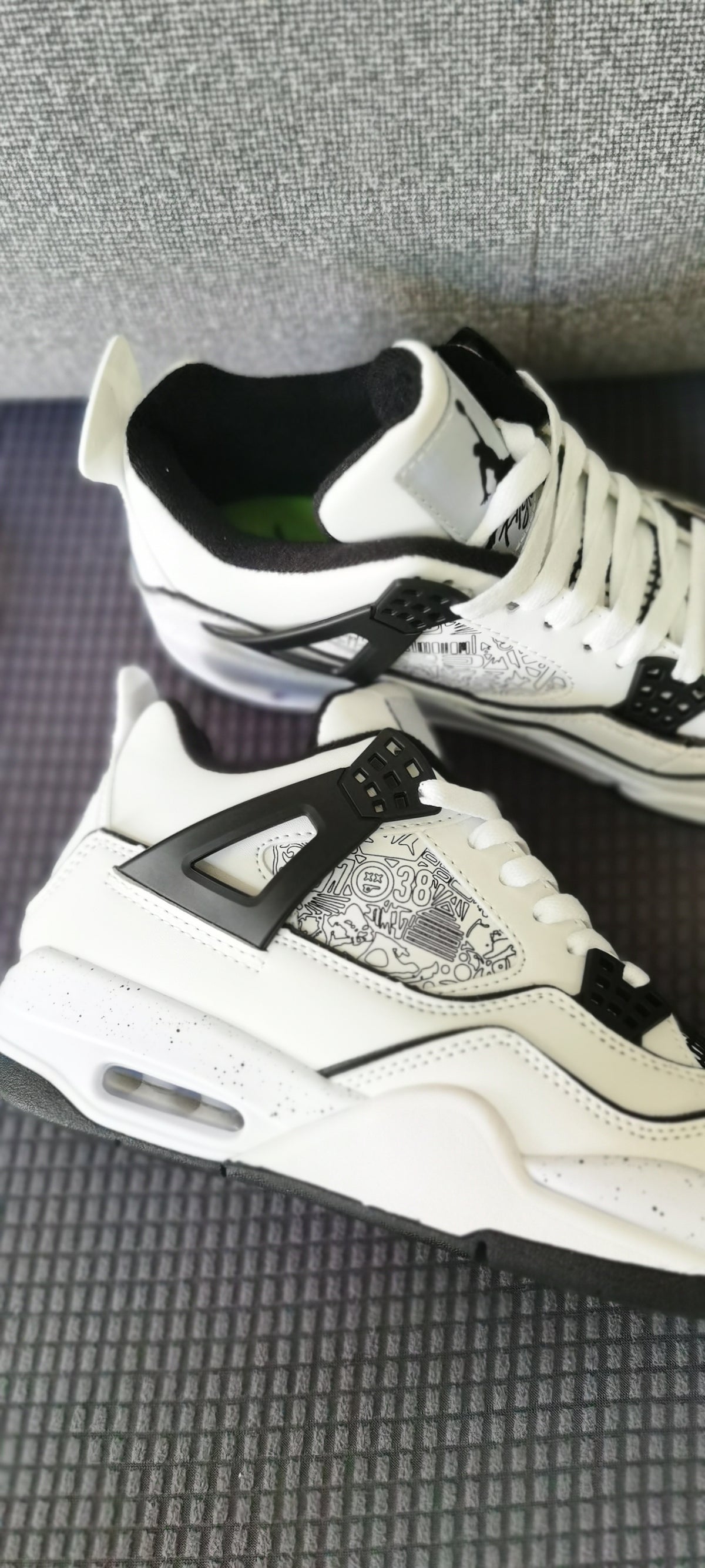 Basketball Shoes, White Black Colorway, Lace Up Design, Casual Gift for Shoe Lovers