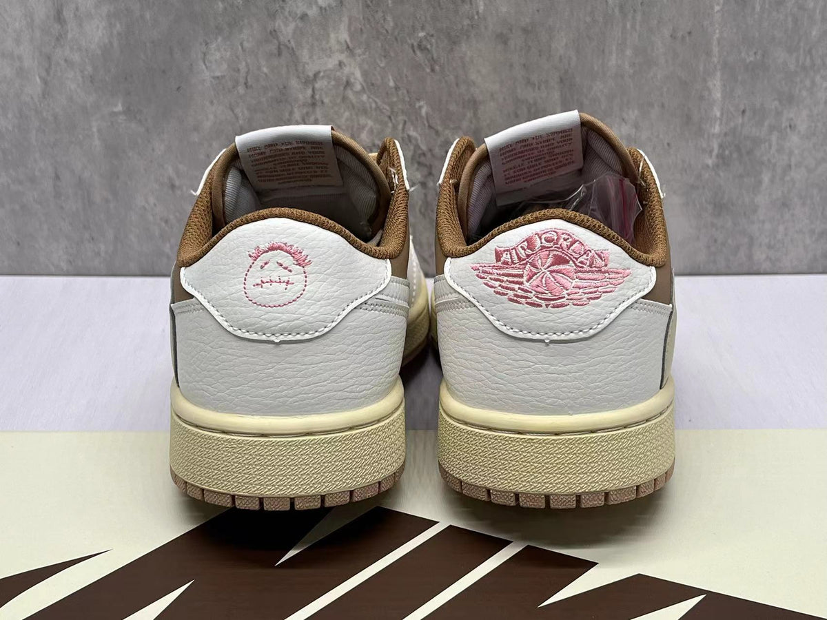 Low Top Sneakers, Light Brown Pink Colorway, Reverse Hook Design, Lace Up Design, Casual Gift for Sneaker Fans