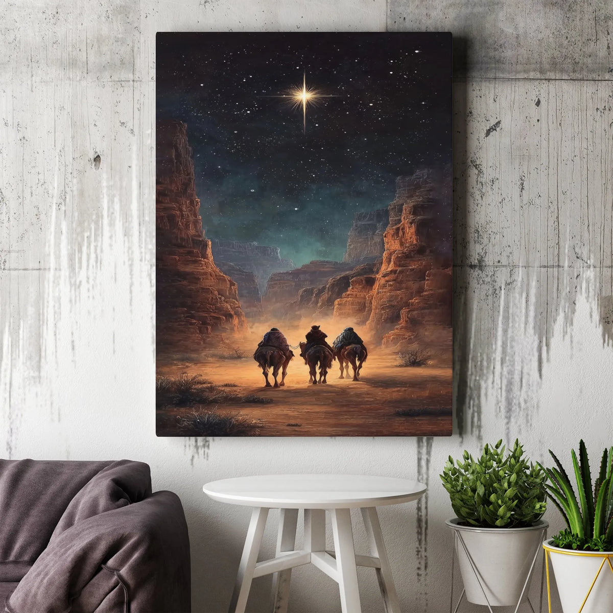 Three Wise Men Canvas Print, Nativity Canvas Wall Art, Star of Bethlehem Canvas Art, Religious Christmas Decor, Christian Hol