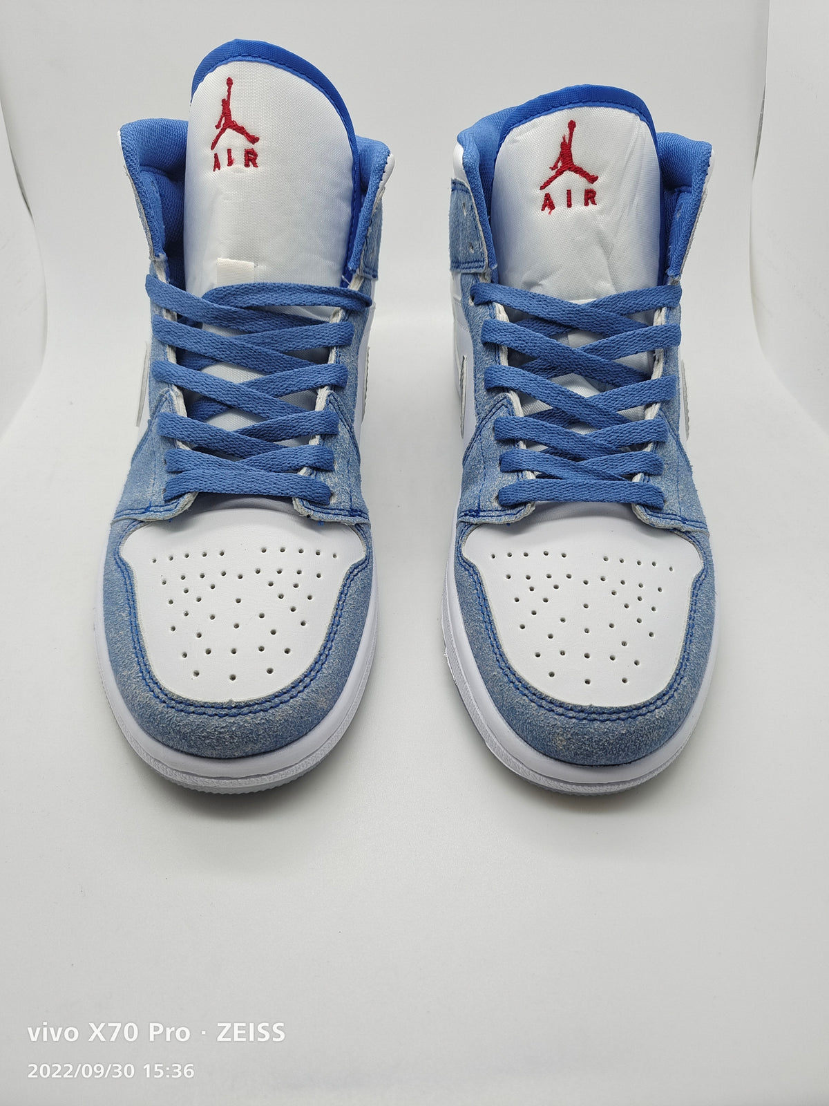Sneakers, Blue Gray White Colorway, Lace Up Design, Casual Gift for Sneaker Fans