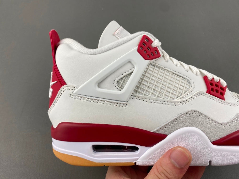 Low Top Sneakers, White Red Gray Colorway, Suede Footwear, Lace Up Design, Casual Gift for Sneaker Fans