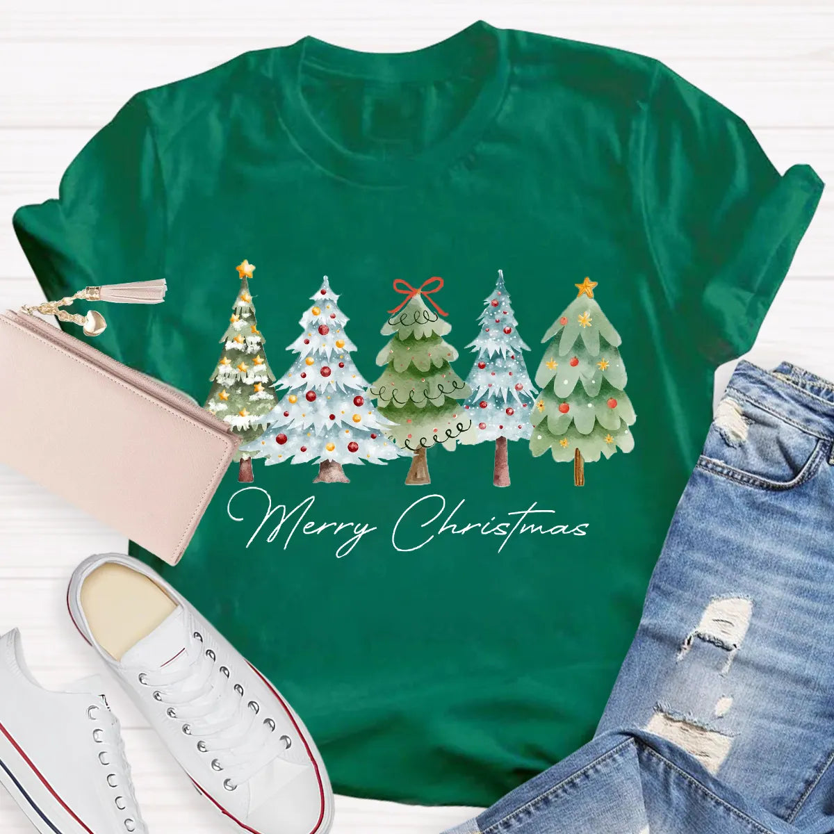 Festive Christmas Tree Shirt, Merry Christmas Tree T-Shirt, Retro Holiday Graphic Tee, Winter Xmas Pullover Tee, Christmas Pr