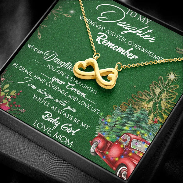 Christmas Heart Necklace, Infinity Heart Necklace for Daughter, Gold Finish Infinity Necklace, Daughter Holiday Necklace, Pre