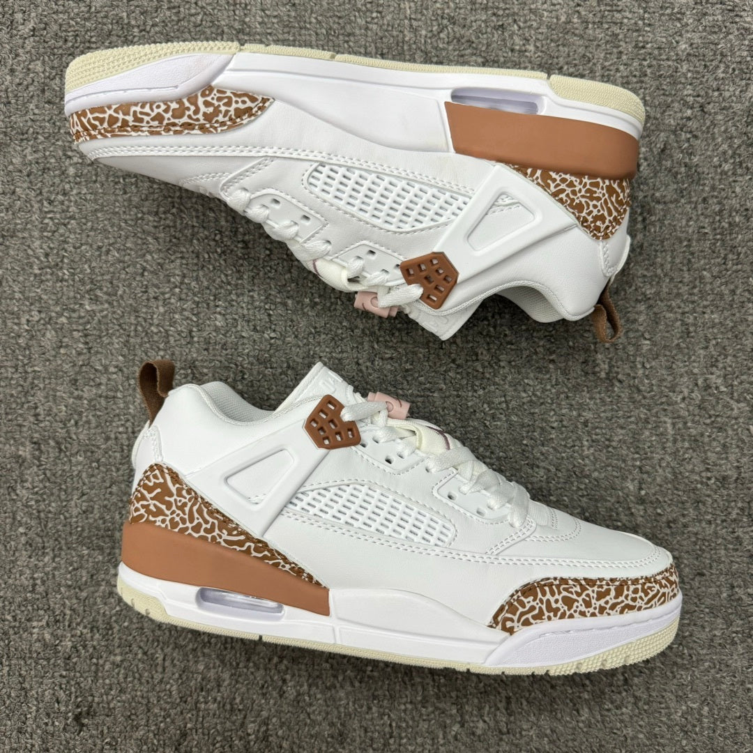 Low Top Basketball Shoes, White Pink Brown Colorway, Lace Up Design, Casual Gift for Shoe Lovers