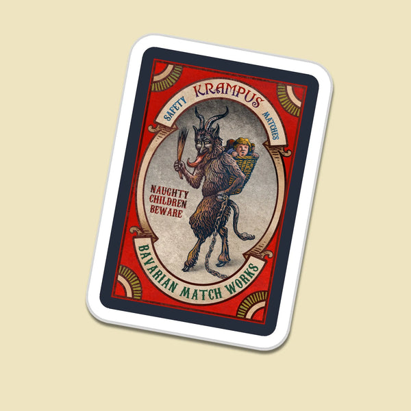 Vintage Naughty Children Beware Magnet, Krampus Matchbox Magnet, Gothic Christmas Folklore Fridge Magnet, Creepy Dark Holiday