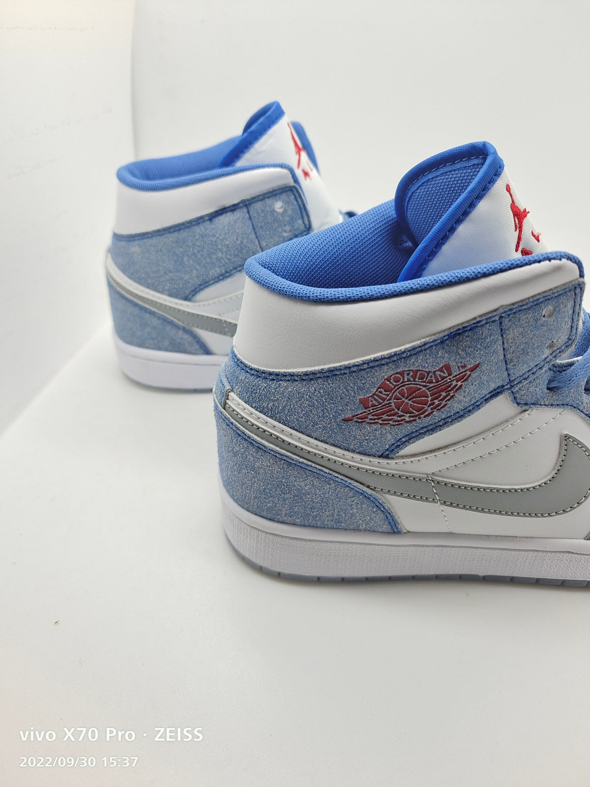 Sneakers, Blue Gray White Colorway, Lace Up Design, Casual Gift for Sneaker Fans