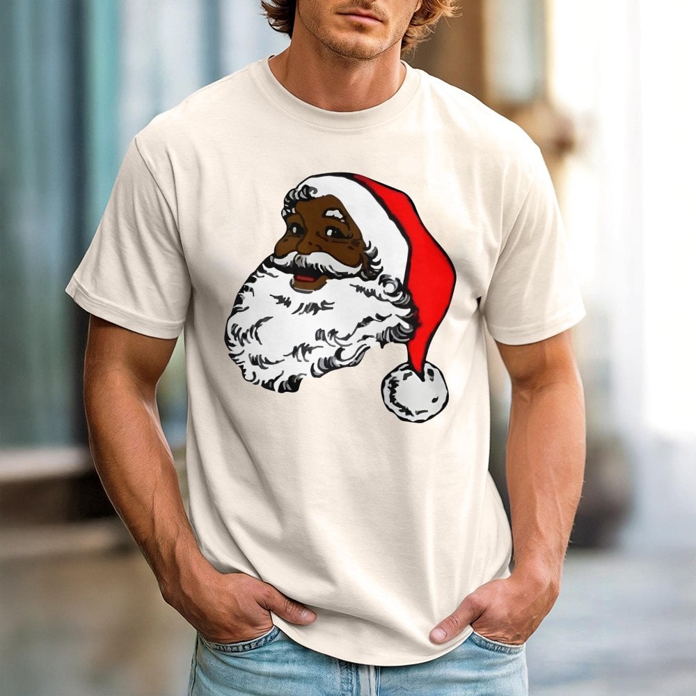 African American Santa Claus Shirt, Black Santa T-Shirt, Inclusive Holiday Graphic Tee, Retro Xmas Santa T-Shirt, Christmas P