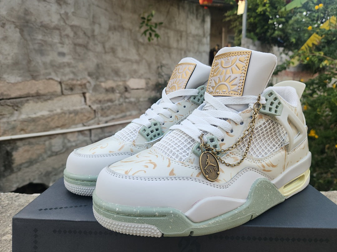 Mid Top Sneakers, White Green Colorway, Lace Up Design, Casual Gift for Sneaker Fans