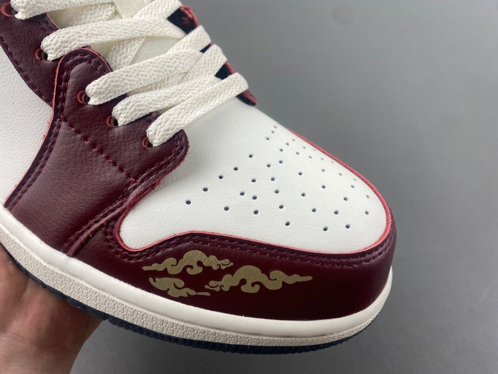 Low Top Sneakers, White Burgundy Colorway, Lace Up Design, Casual Gift for Sneaker Fans