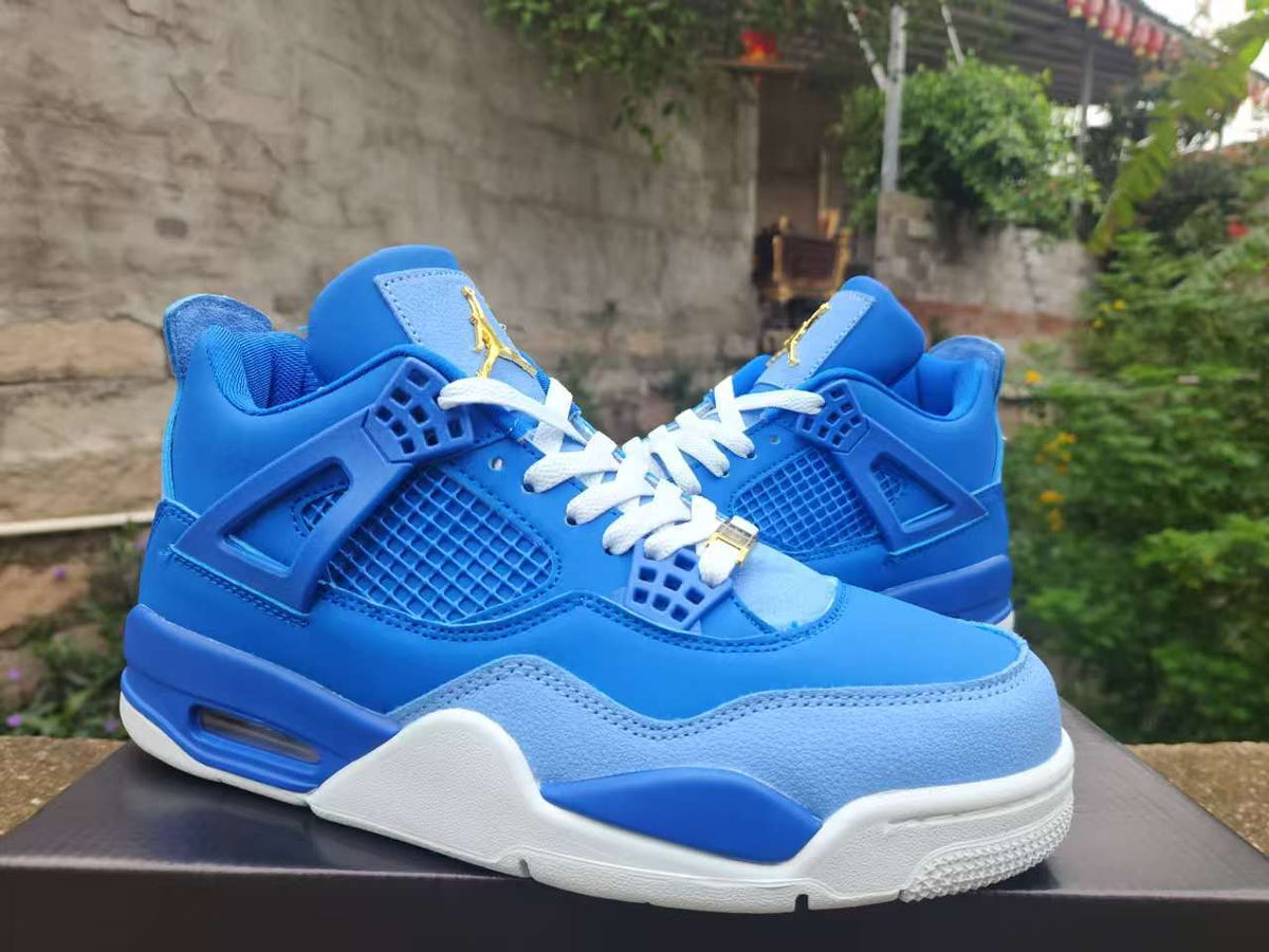 Mid Top Sneakers, Royal Blue Gold Colorway, Lace Up Design, Casual Gift for Sneaker Fans