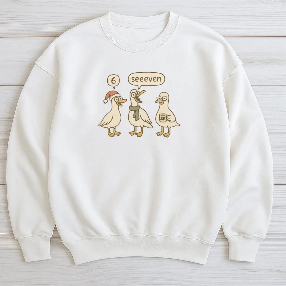 6 7 Math Teacher Pun Crewneck, Humorous Goose Christmas Sweatshirt, Goose Math Educator Sweater, Holiday Teacher Appreciation