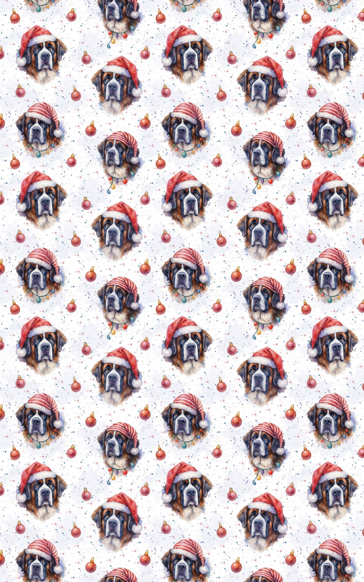 Santa Hat Dog Gift Wrap, Saint Bernard Christmas Wrapping Paper, Comfy Puppy Present Wrap, Holiday Dog Lover Present Packagin