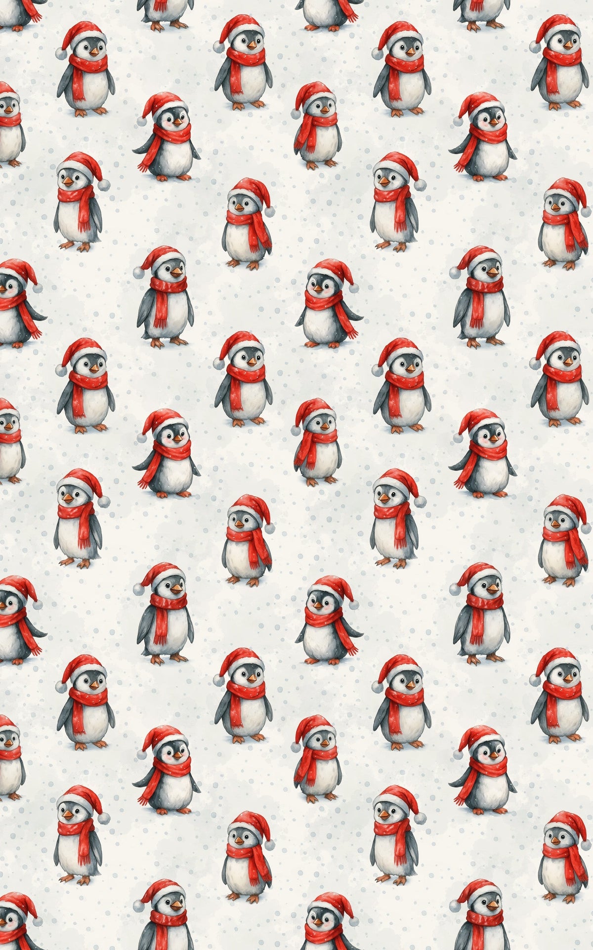 Santa Hat Penguin Gift Wrap, Christmas Penguin Wrapping Paper, Winter Holiday Wrapping Paper, Whimsical Snow Gift Wrap, Xmas 