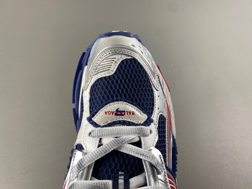 Low Top Sneakers, Blue Red Silver Colorway, Lace Up Design, Casual Gift for Sneaker Fans