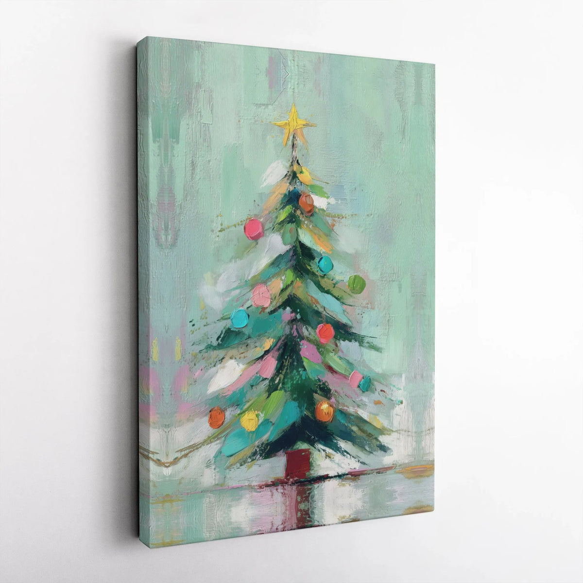 Colorful Modern Holiday Canvas Print, Abstract Christmas Tree Canvas Wall Art, Festive Winter Home Decor, Seasonal Living Roo