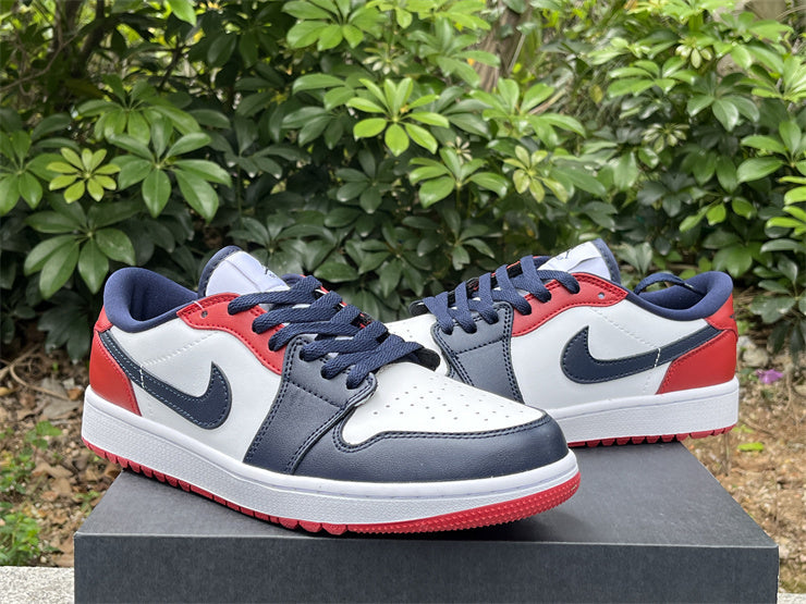 Low Top Golf Shoes, Blue White Red Colorway, Lace Up Design, Casual Gift for Shoe Lovers