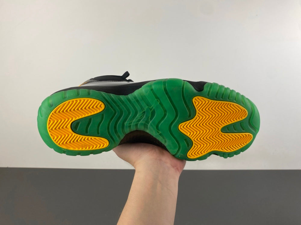 Low Top Sneakers, Black Green Yellow Colorway, Lace Up Design, Casual Gift for Sneaker Fans