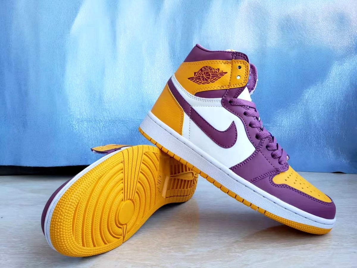 Sneakers, Yellow Purple Colorway, Lace Up Design, Casual Gift for Sneaker Fans