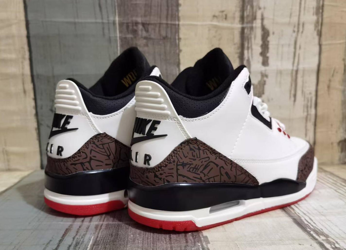 Low Top Sneakers, White Brown Red Colorway, Lace Up Design, Casual Gift for Sneaker Fans