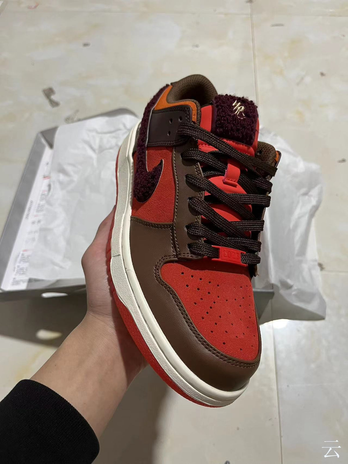 Low Top Sneakers, Orange Brown Colorway, Lace Up Design, Casual Gift for Sneaker Fans