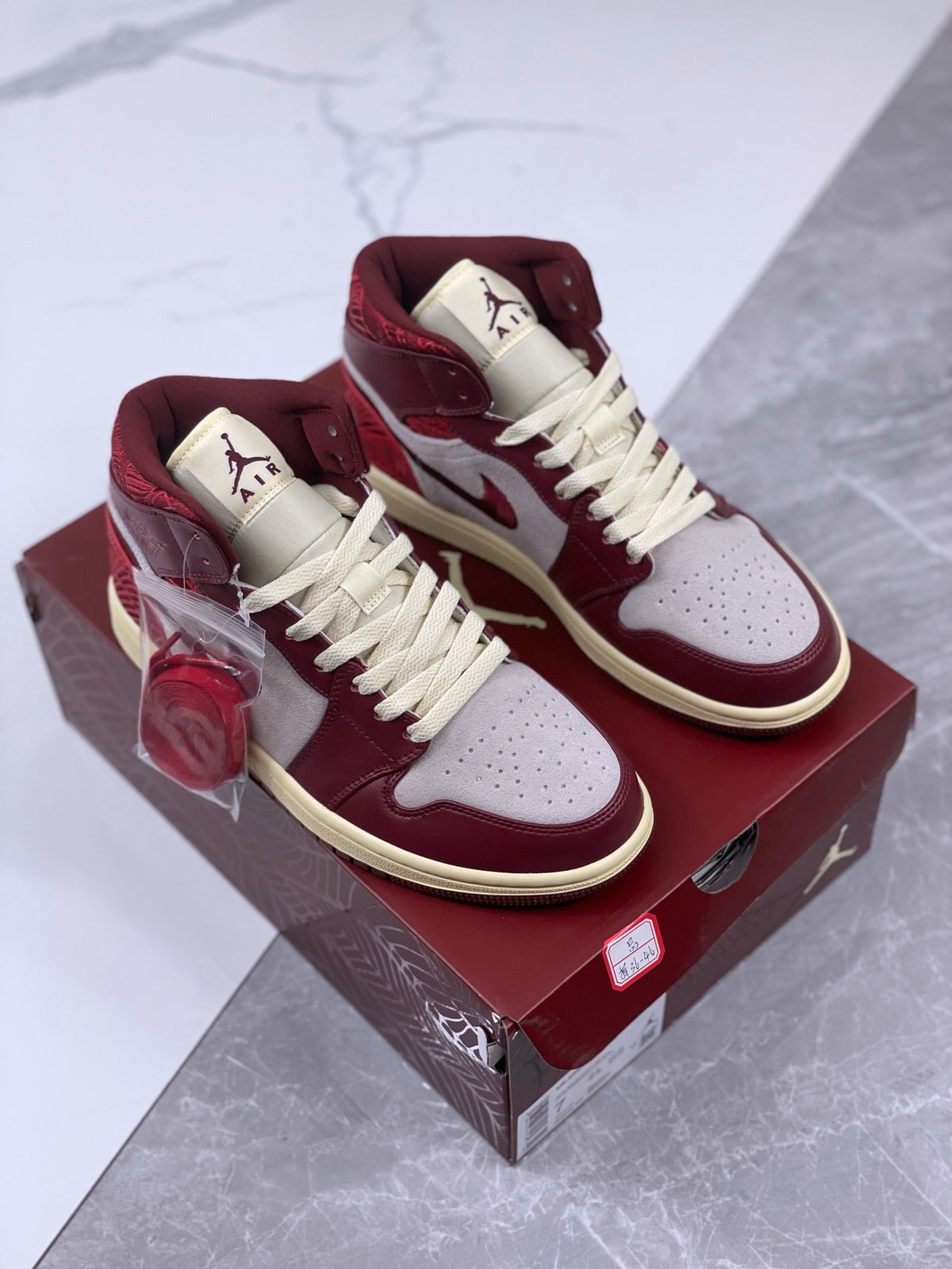 Mid Top Sneakers, White Red Colorway, Lace Up Design, Casual Gift for Sneaker Fans