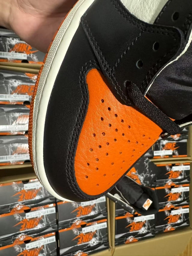 High Top Sneakers, Orange Black White Colorway, Lace Up Design, Casual Gift for Sneaker Fans