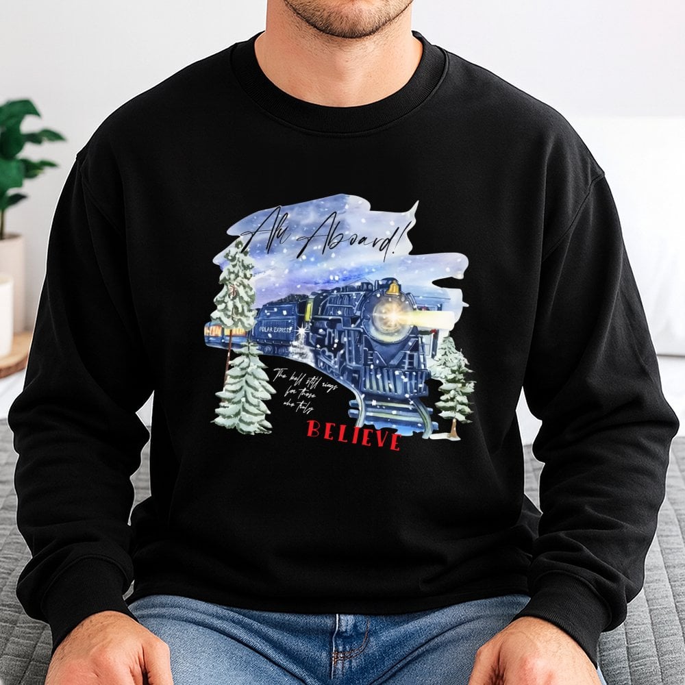 Believe Locomotive Sweatshirt, Christmas Train Sweatshirt, Holiday Movie Graphic Sweatshirt, Comfy Winter Pullover, Christmas
