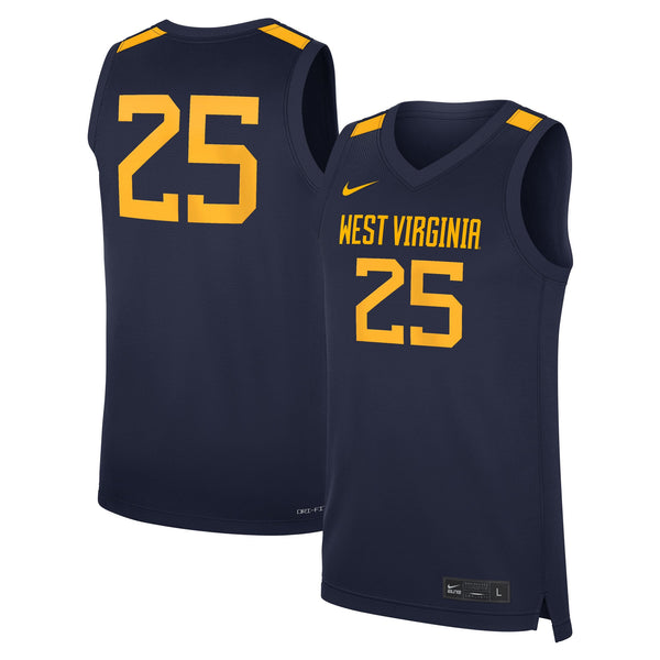 #25 Navy West Virginia Mountaineers Road Replica Basketball Jersey