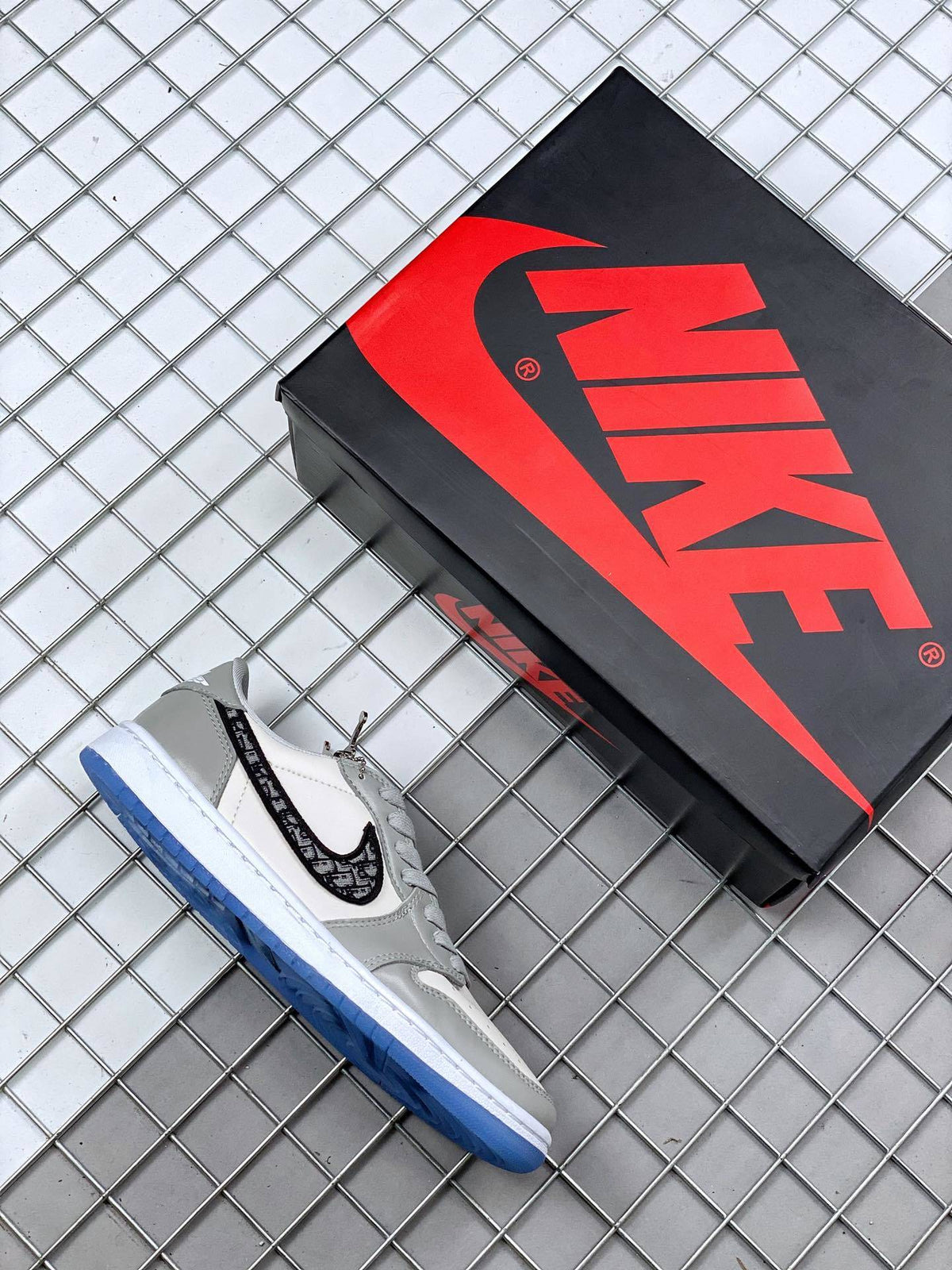 Low Top Sneakers, Gray White Colorway, Lace Up Design, Casual Gift for Sneaker Fans