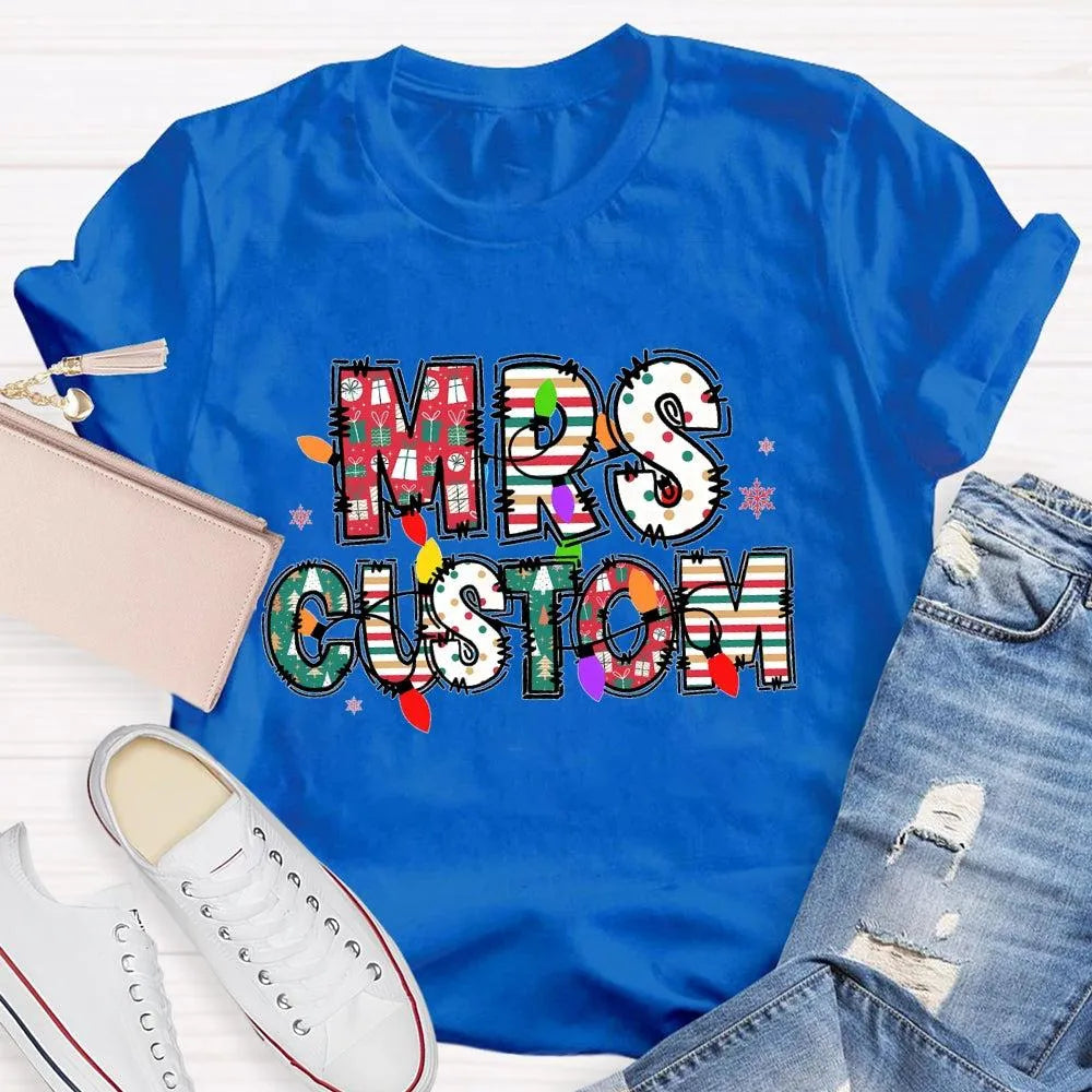 Custom Family Holiday Shirt, Personalized Christmas Lights Name T-Shirt, Adorable Festive Graphic Tee, Matching Christmas Cre