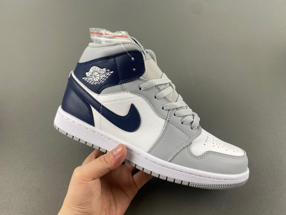 Mid Top Sneakers, Blue White Gray Pink Colorway, Lace Up Design, Casual Gift for Sneaker Fans